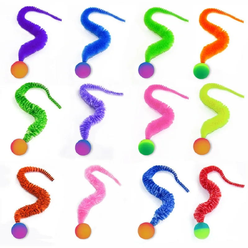 Cat Interactive Toys Tickle Cat Colorful Bouncing Ball Pet Supplies Puzzle Teasing Indoor Cat Worm Caterpillar Elastic Toy Duurzaam Ontwerp - product feature