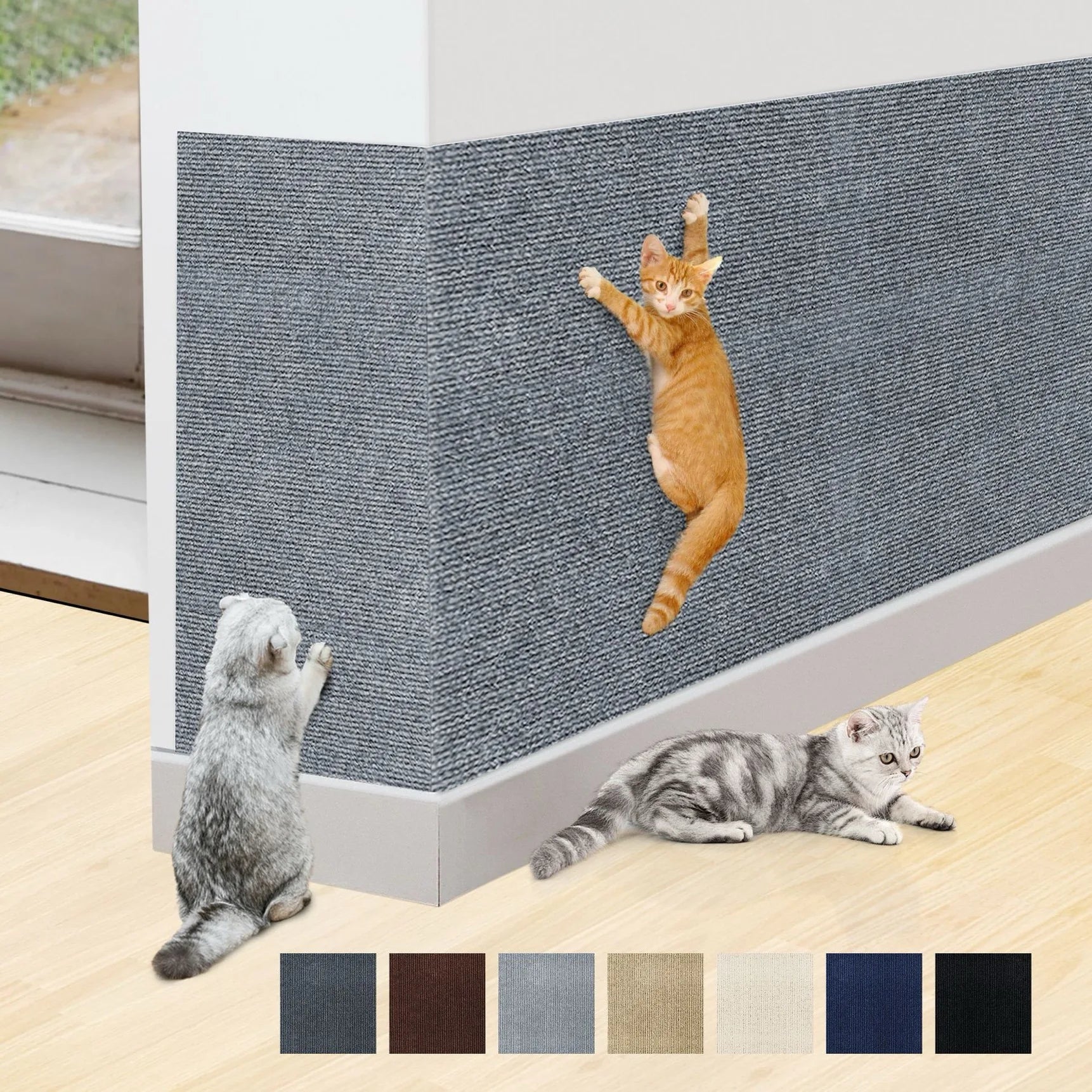 Self-Adhesive Cat Scratch Mat Durable Sisal Furniture Protector DIY Customizable Cat Scratching Pad for Couch Sofa Protection - high-quality product