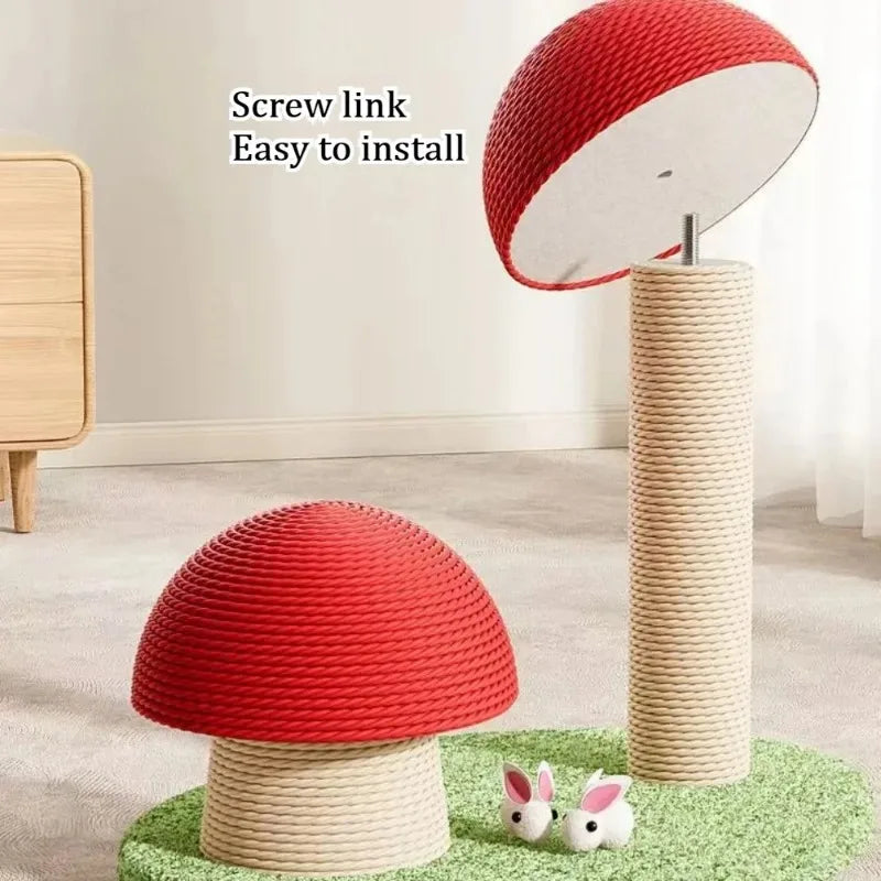 Red Mushroom Cat Climbing Frame Sisals Kitten Scratch Pole Wear Resistant Kitty Toys Anti Cats Scratching Household Furniture Stabiel Ontwerp - product feature