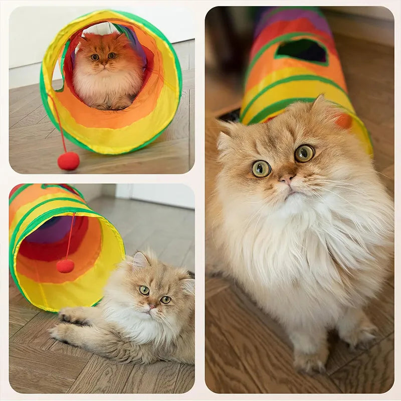 Cat Tunnel Foldable Cat Tunnel Pet Supplies Cat S T Y Pass Play Tunnel Cat Toy Breathable Drill Barrel for Indoor loud paper Speelballen voor extra plezier - product feature