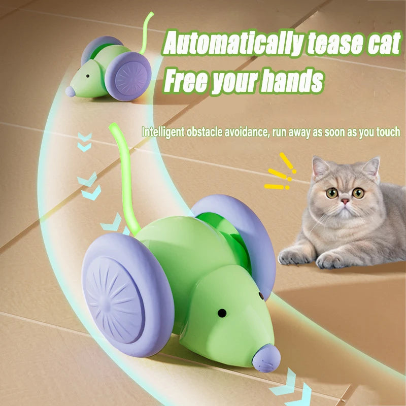 Electric Mouse Car Pet toys Interactive Cat Toy Rechargeable Automatic Teaser with Intelligent Obstacle Avoidance Pet Products - high-quality product
