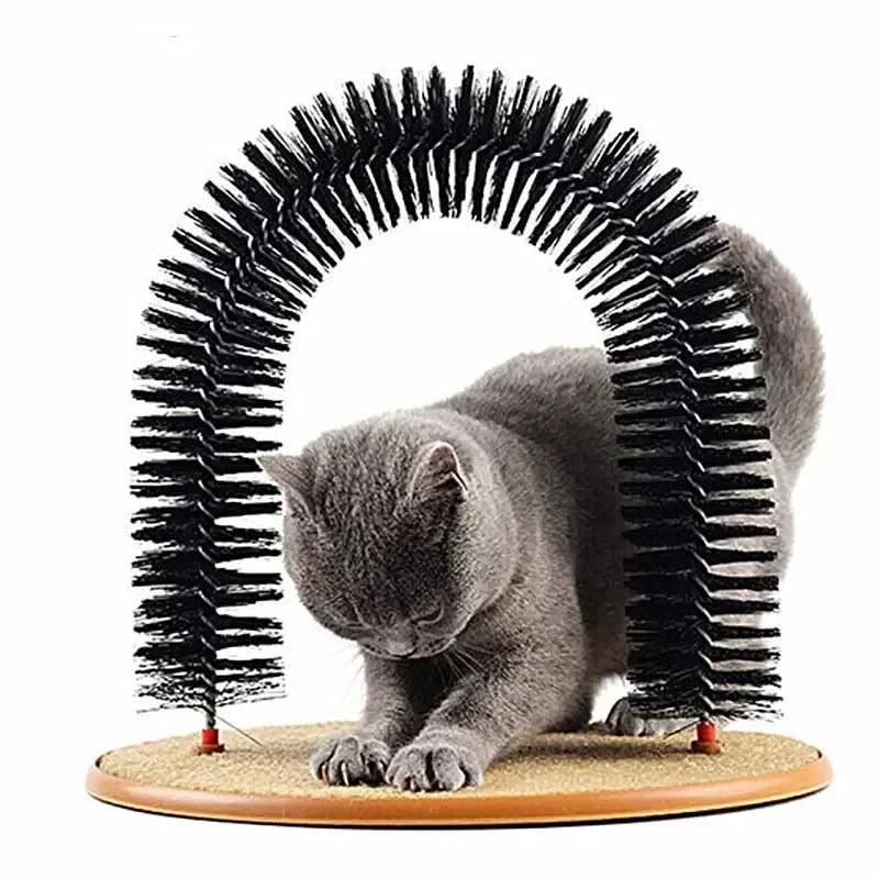 Cat Toy Arch Self Groome Pamper Feline with A Massage Grooming Rubbing Brush with Scratching Pad Toy for Cats Interactive Toys - high-quality product