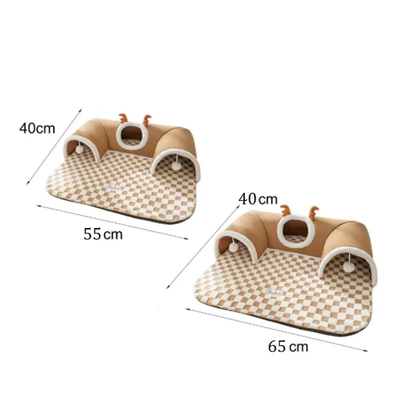 Warm Pet House Cat Tunnel Bed with Peekaboo Plush Ballet Toy Indoor Kitten Tube Accent for Multiple Cats Small for Rabbit Ruime openingen - product feature