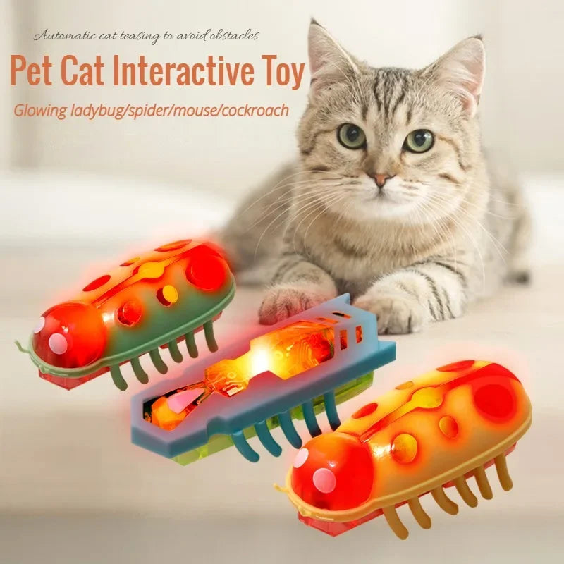 Pet Interactive Mini Electric Bug Cat Toy Kitten Escape Obstacle Automatic Flip Toy Battery Operated Vibration Beetle Supplies - high-quality product