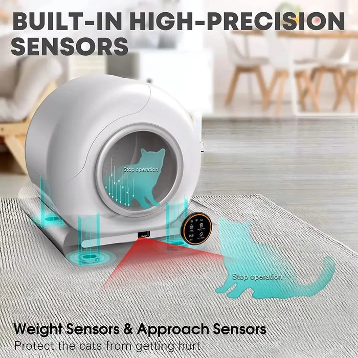 Intelligent self-cleaning cat litter box, automatic cleaning cat toilet, APP controlled Lonic deodorizer, cat litter tray Ruim Ontwerp - product feature
