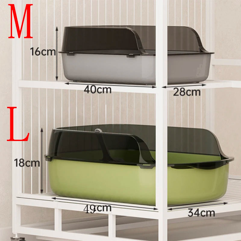 Cat Litter Box Semi-enclosed Thickening Kitty Sandbox High Side Splashproof Pet Bedpans Supplies Pet Toilet Kitten Tray Bedpan <strong>Hoge Zijkanten</strong> - product feature