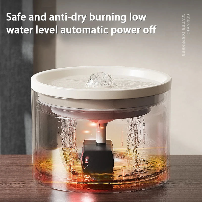 Ultra-Quiet Pet Cat Automatic Water Fountain Filter Dispenser For Dog Flowing Silent Circulation Filtration Ceramic Water Feeder Hygienisch ontwerp - product feature