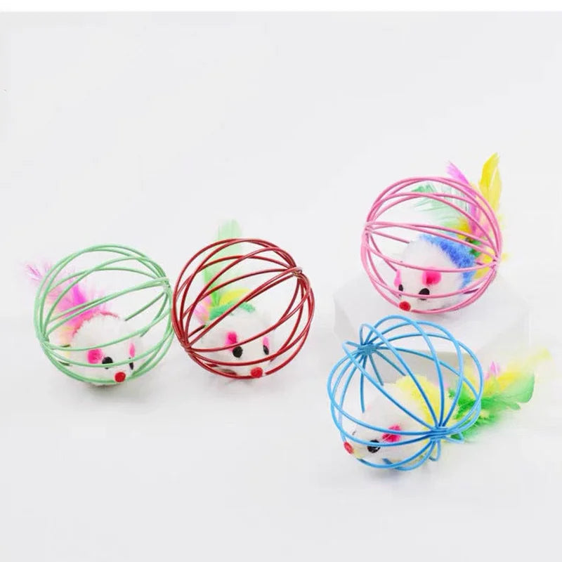 Colorful Mouse in Cage Cat Toy Within Sand Interactive Chase Cat Mouse Toy Interactief Ontwerp - product feature