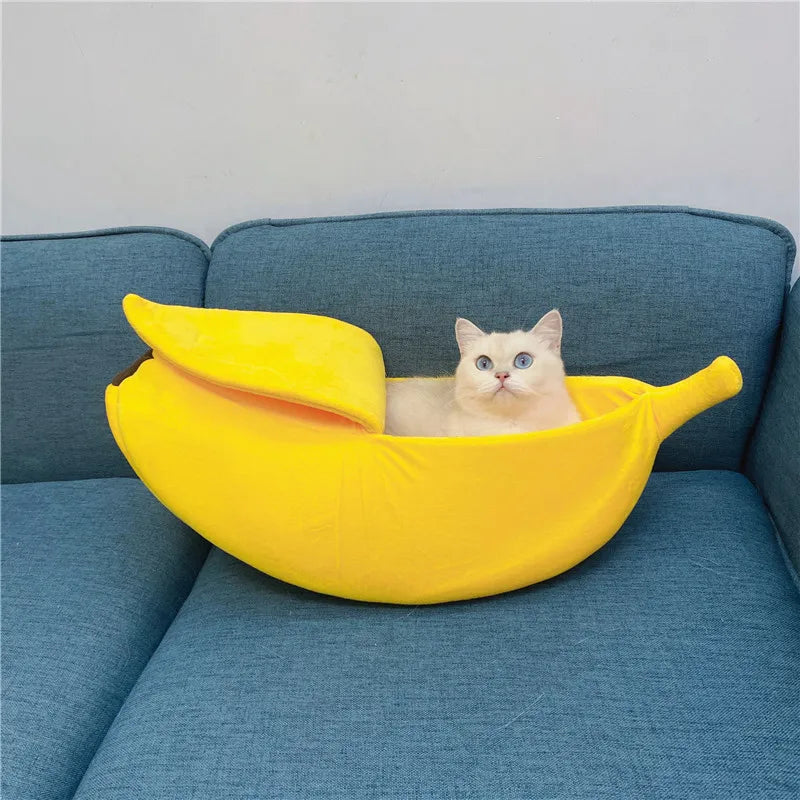 Banana Shaped Pet Bedding Comfortable Cat Nest Mat Winter Cushion Warm Soft Funny Kitten Sleeping Bag Cute Cozy Dog Accessories - high-quality product